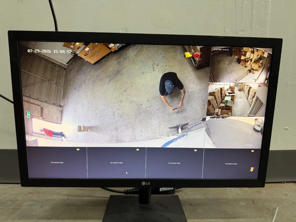 Warehouse Surveillance & NVR Monitoring Station - Security Installation by AK Security Ltd. Vancouver